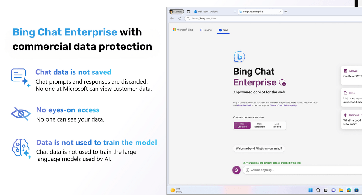 Bing Chat Enterprise with commercial data protection