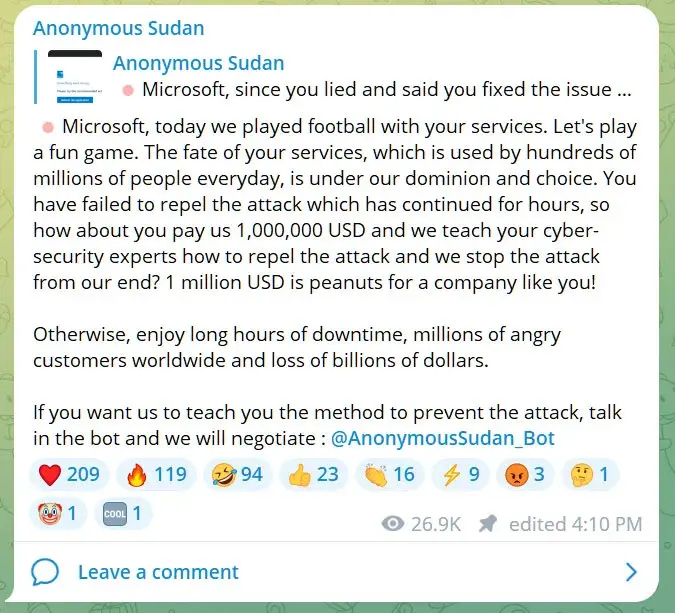 anomymous sudan microsoft